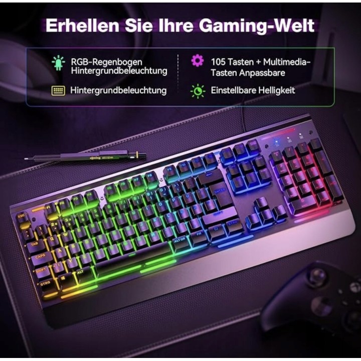 Klawiatura gamingowa RGB – idealna do gier i pracy (membrana)